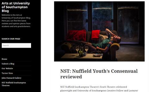 Arts blog screenshot